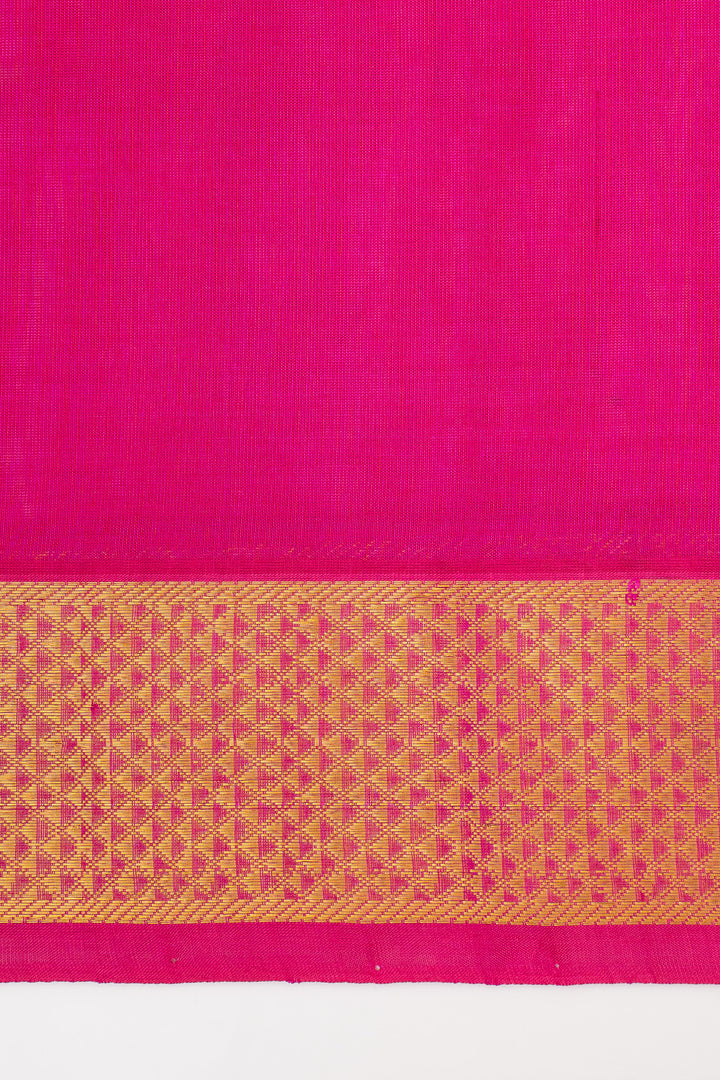 Peach Zari Checks Pure Silk Cotton Saree
