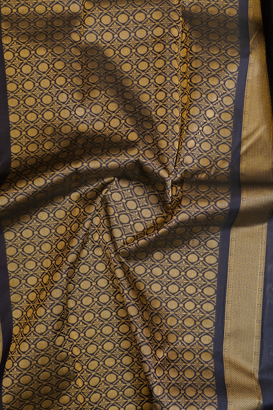 Dark blue traditional pure Kanchipuram silk saree