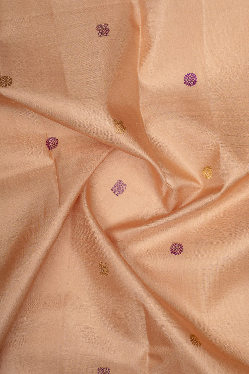 Peach and Purple Rettai Pettu Pure Kanchipuram Silk Saree