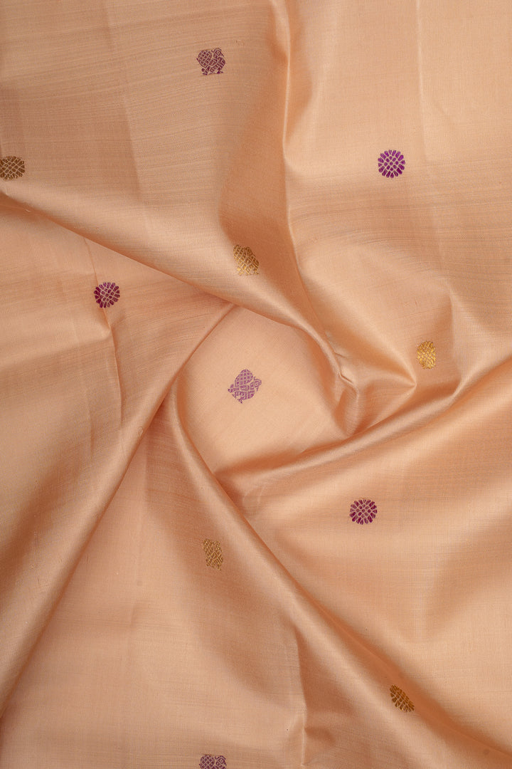 Peach and Purple Rettai Pettu Pure Kanchipuram Silk Saree