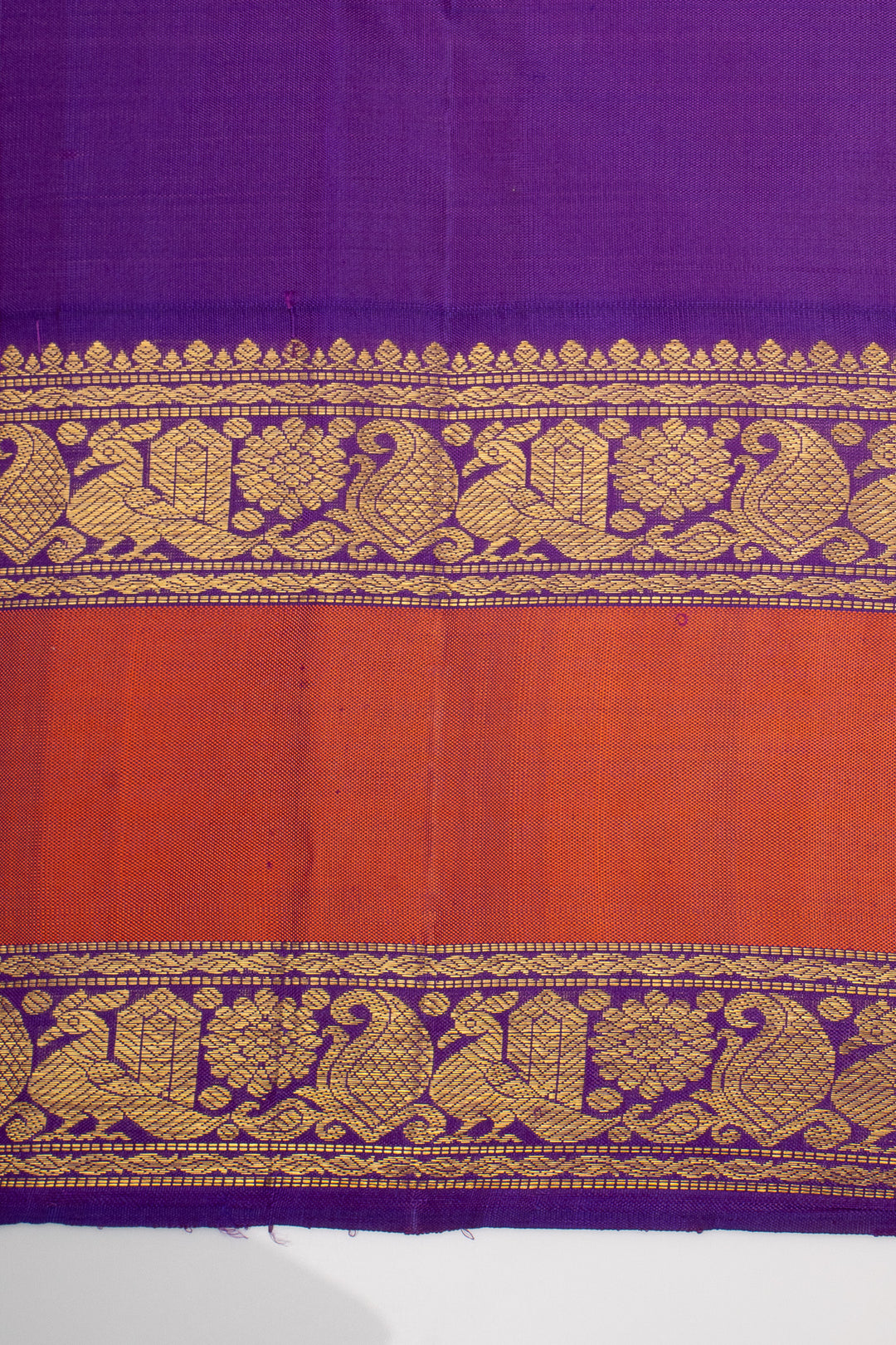 Peach and Purple Rettai Pettu Pure Kanchipuram Silk Saree