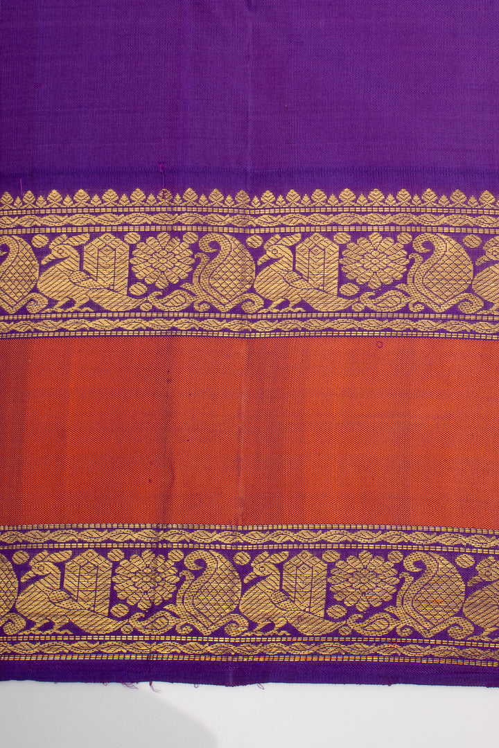 Peach and Purple Rettai Pettu Pure Kanchipuram Silk Saree