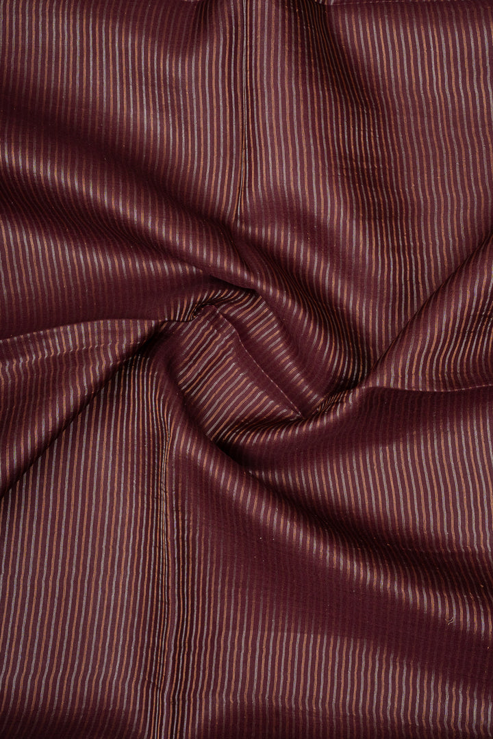 Burgundy Floral Woven Pure Muslin Organza Pure Tussar Saree