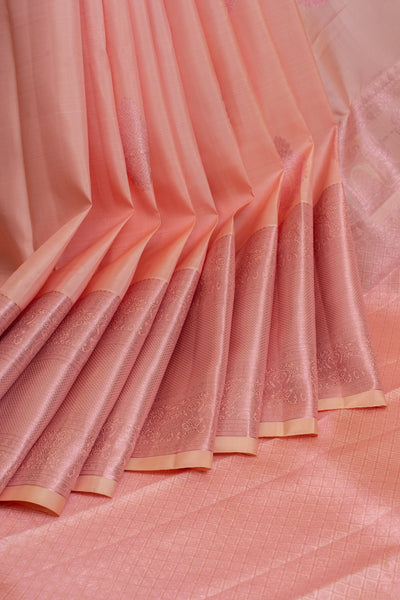 Flamingo pink pastel pure Kanchipuram silk saree