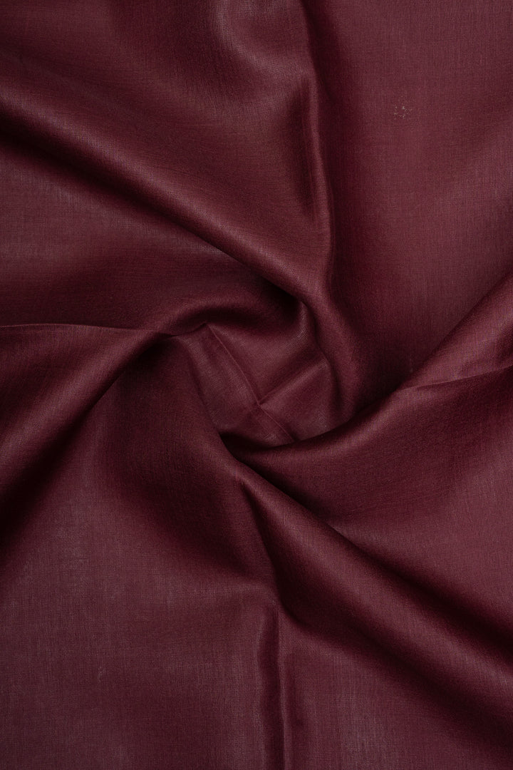 Burgundy Floral Woven Pure Muslin Organza Pure Tussar Saree