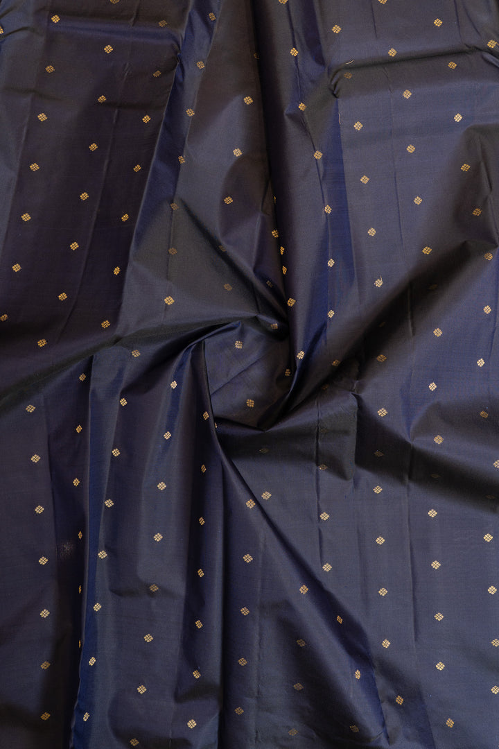 Dark blue traditional pure Kanchipuram silk saree