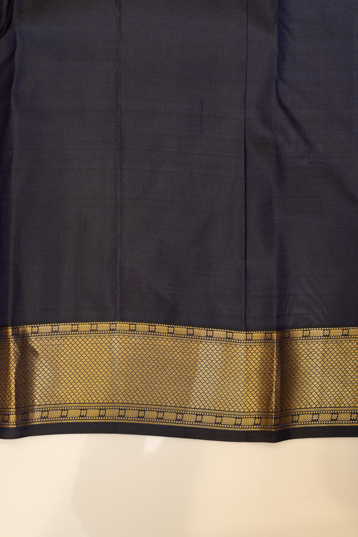 Dark blue traditional pure Kanchipuram silk saree