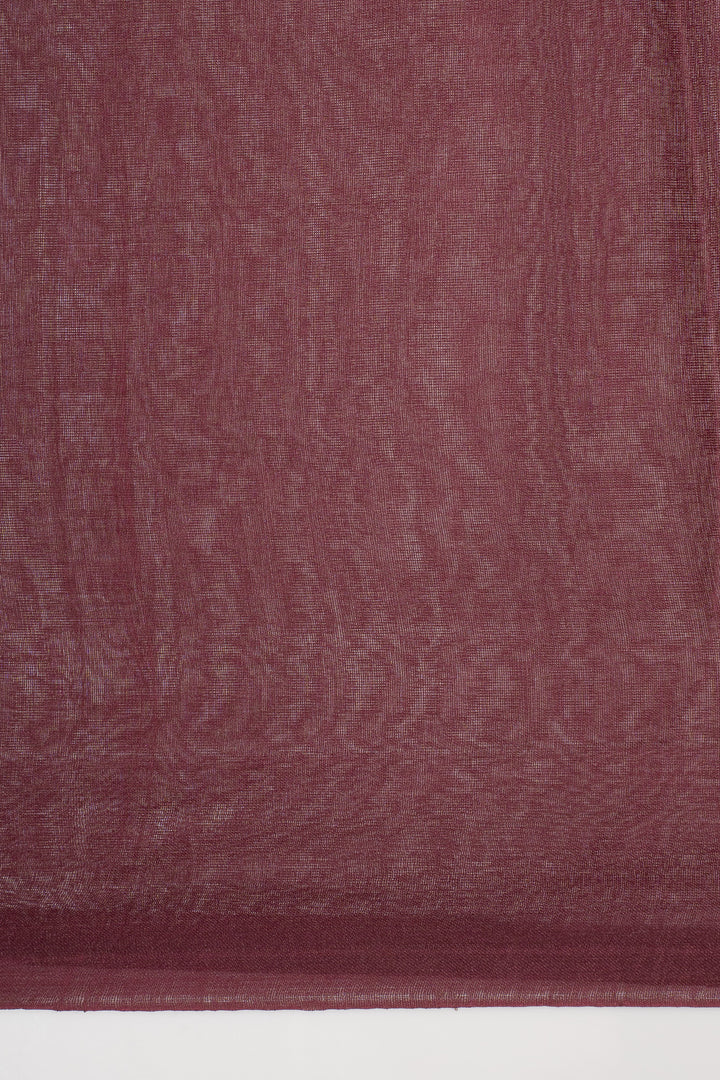 Burgundy Floral Woven Pure Muslin Organza Pure Tussar Saree