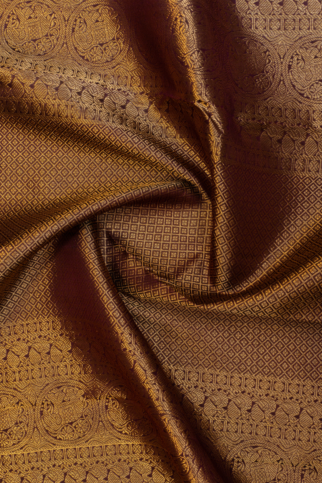 Grey and purple traditional pure Kanchipuram silk saree