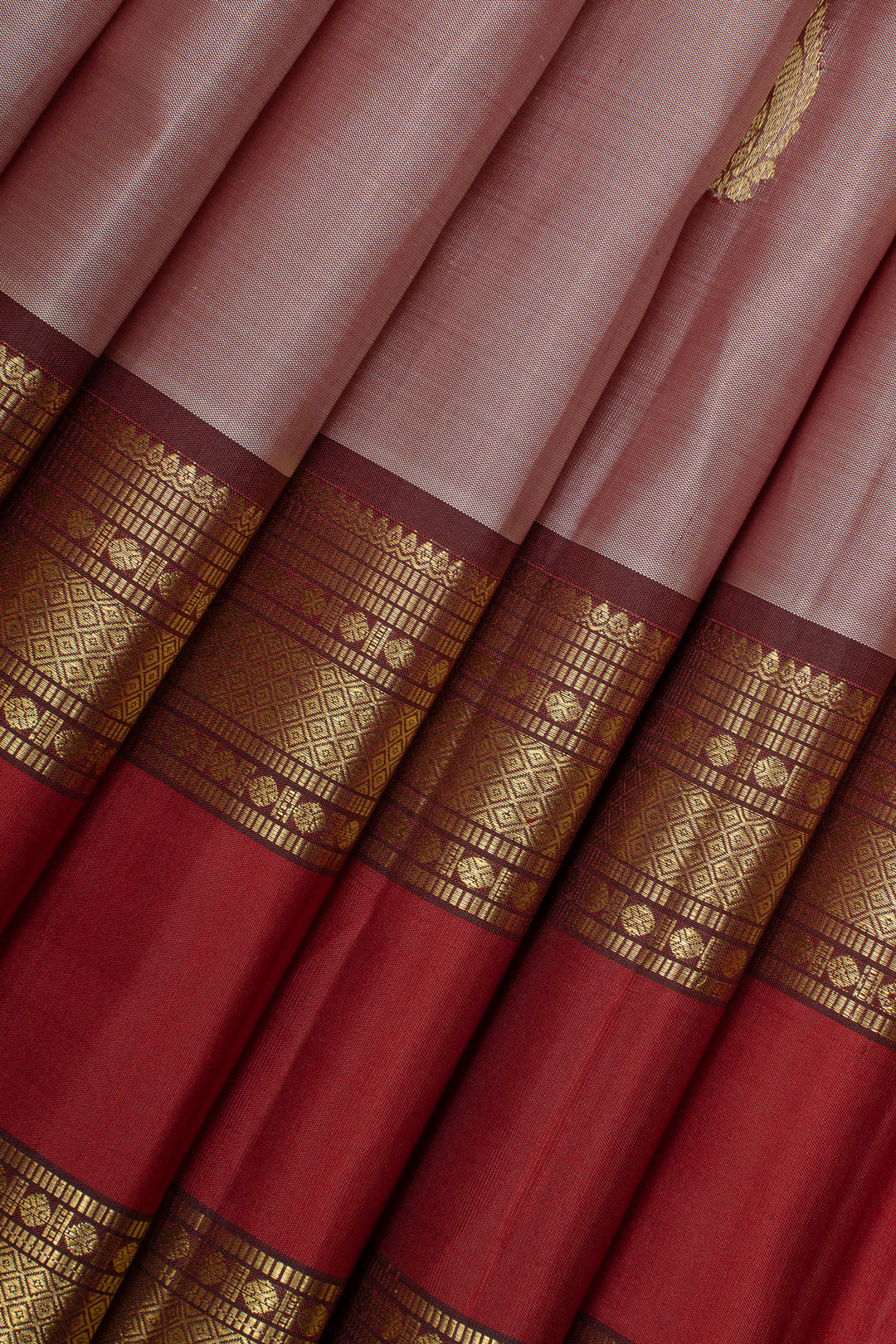 Pink and maroon shot colour pure kanchipuram silk saree