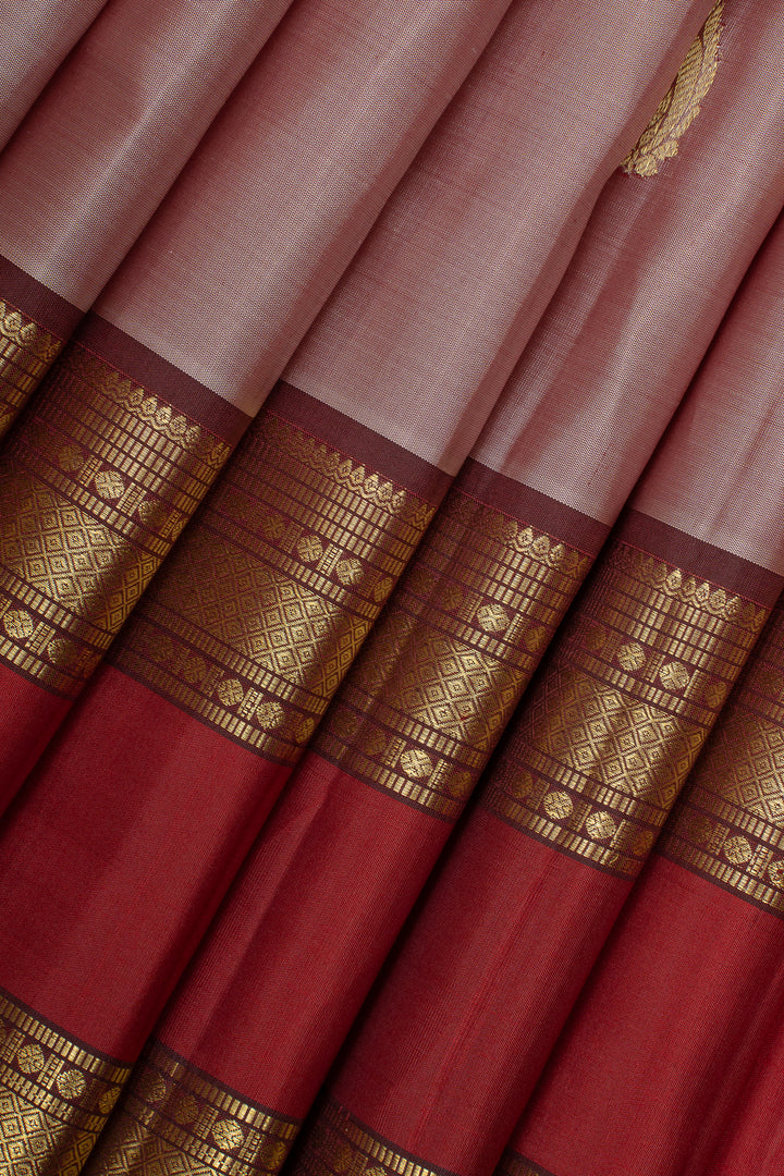 Pink and maroon shot colour pure kanchipuram silk saree