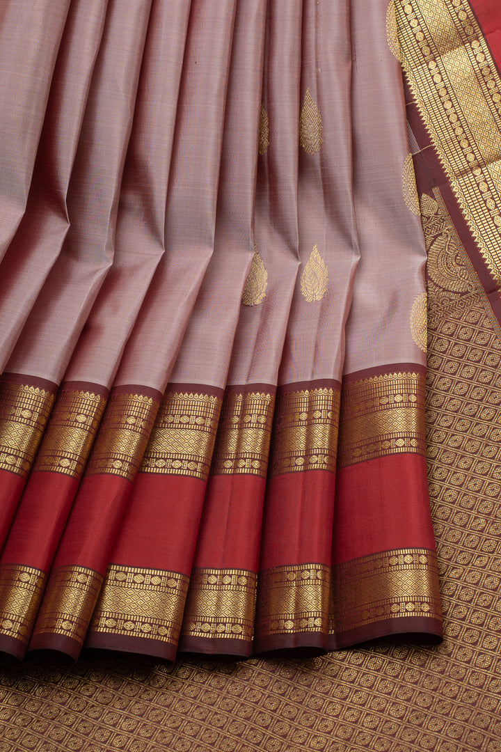 Pink and maroon shot colour pure kanchipuram silk saree