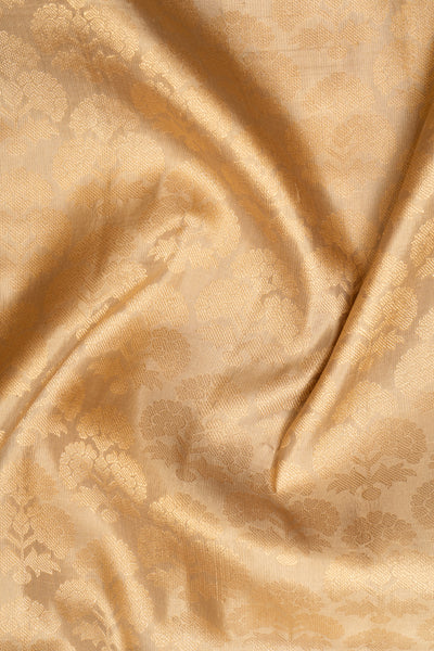 Gold Brocade Pure Kanchipuram Silk Saree - Clio Silks