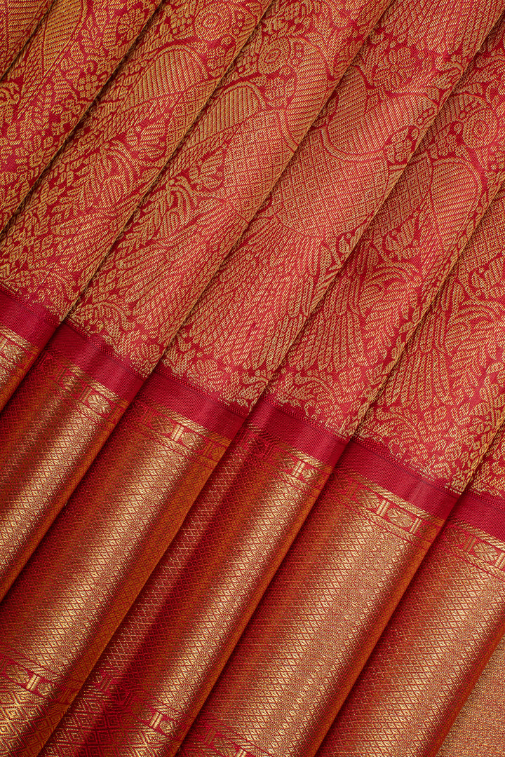 Lakshmi red brocade pure kanchipuram silk saree