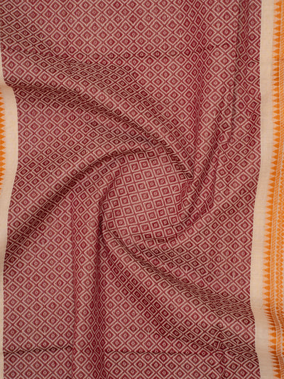 Peach Pure Kanchi Cotton Saree - Clio Silks