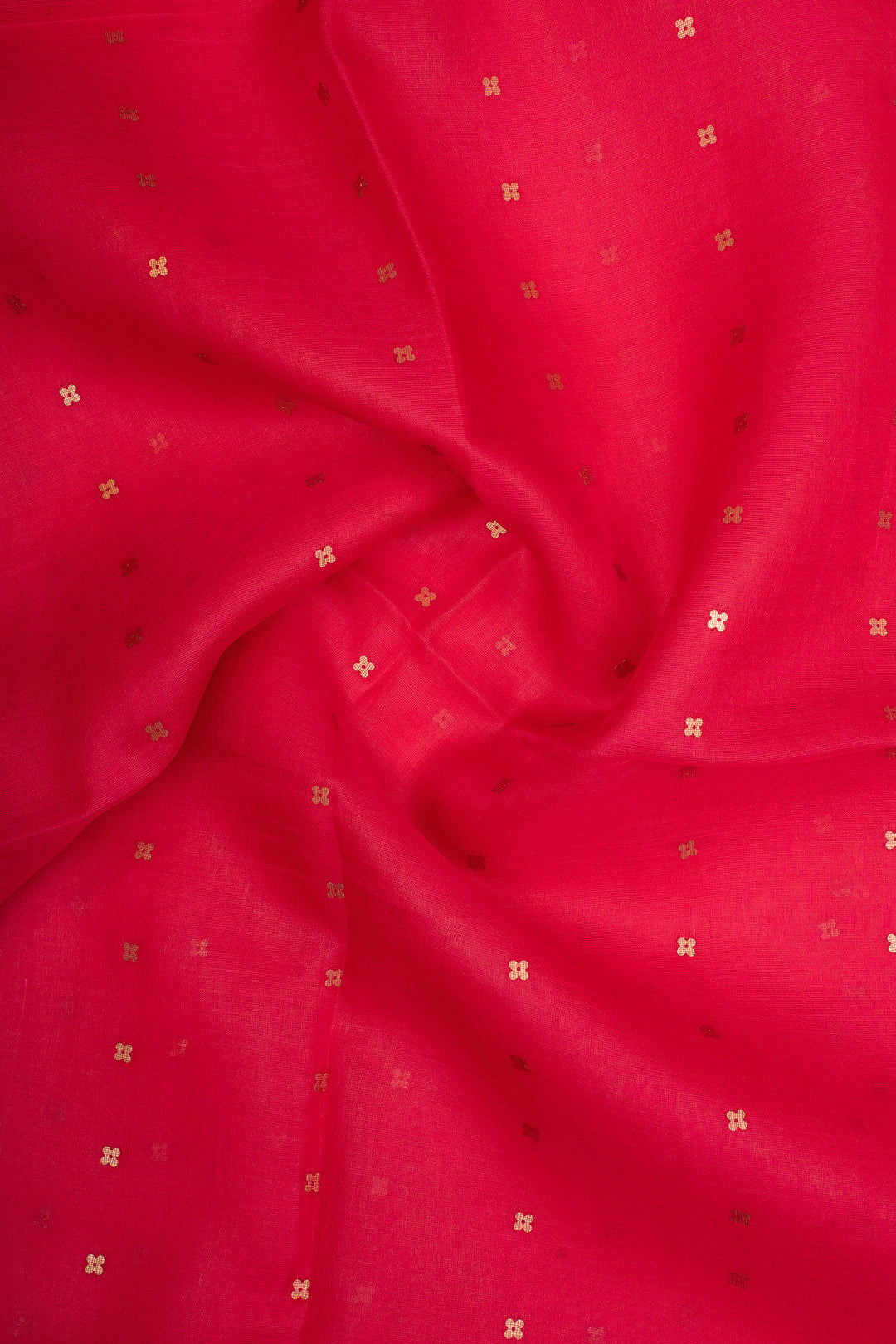 Rani Pink Sequins Pure Handloom Organza Muslin Silk Jamdani Pallu Tussar Saree
