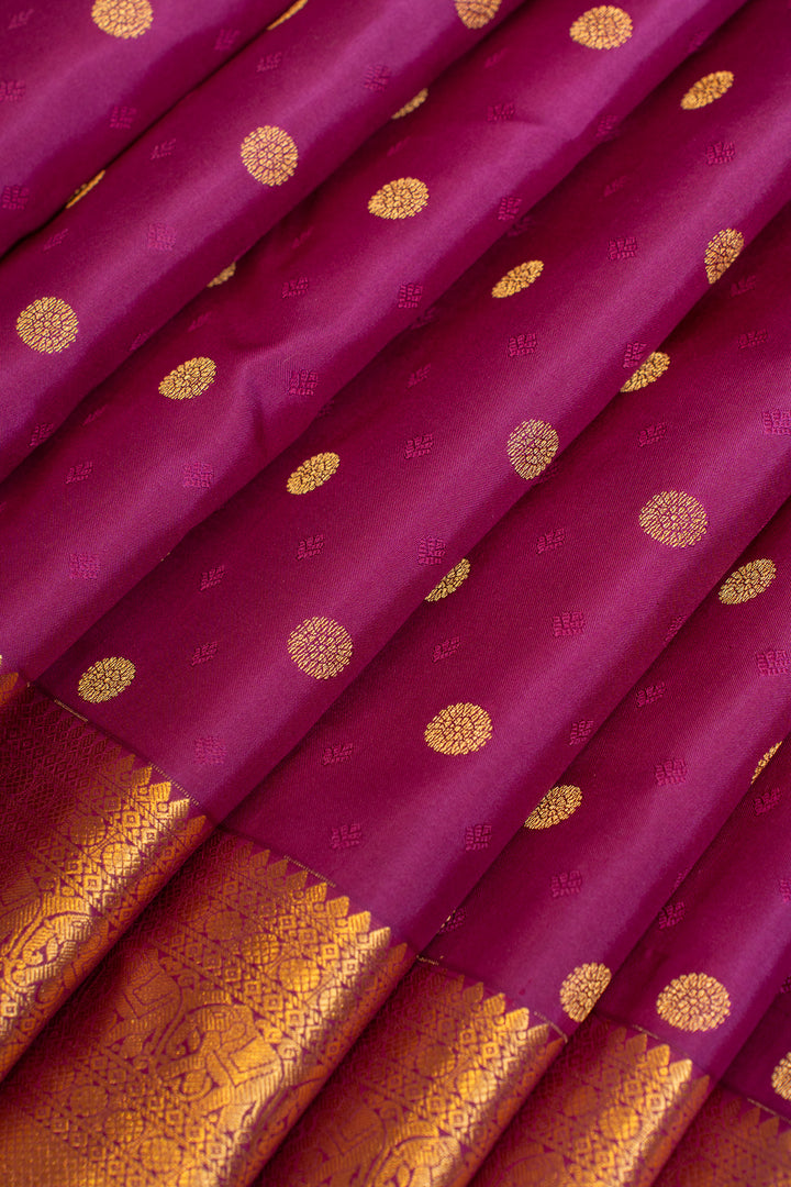 Magenta traditional pure Kanchipuram silk saree