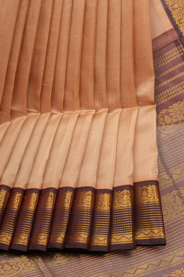 Beige Traditional Pure Silk Cotton Saree