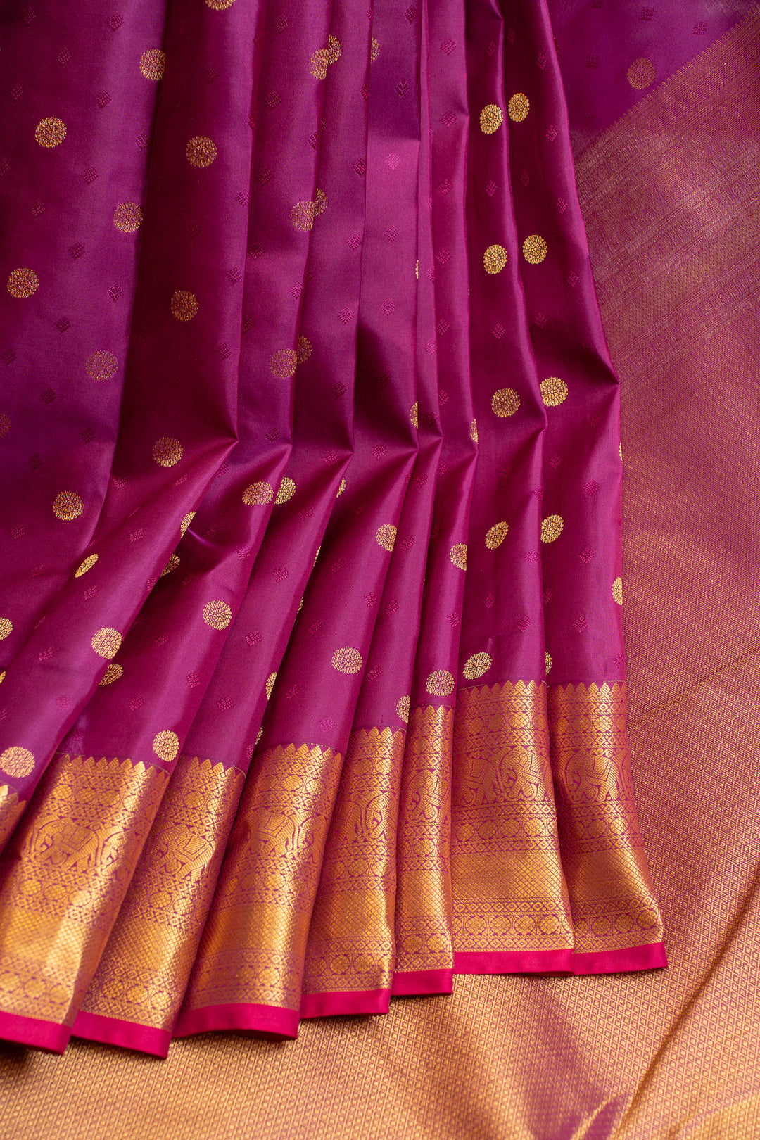 Magenta traditional pure Kanchipuram silk saree