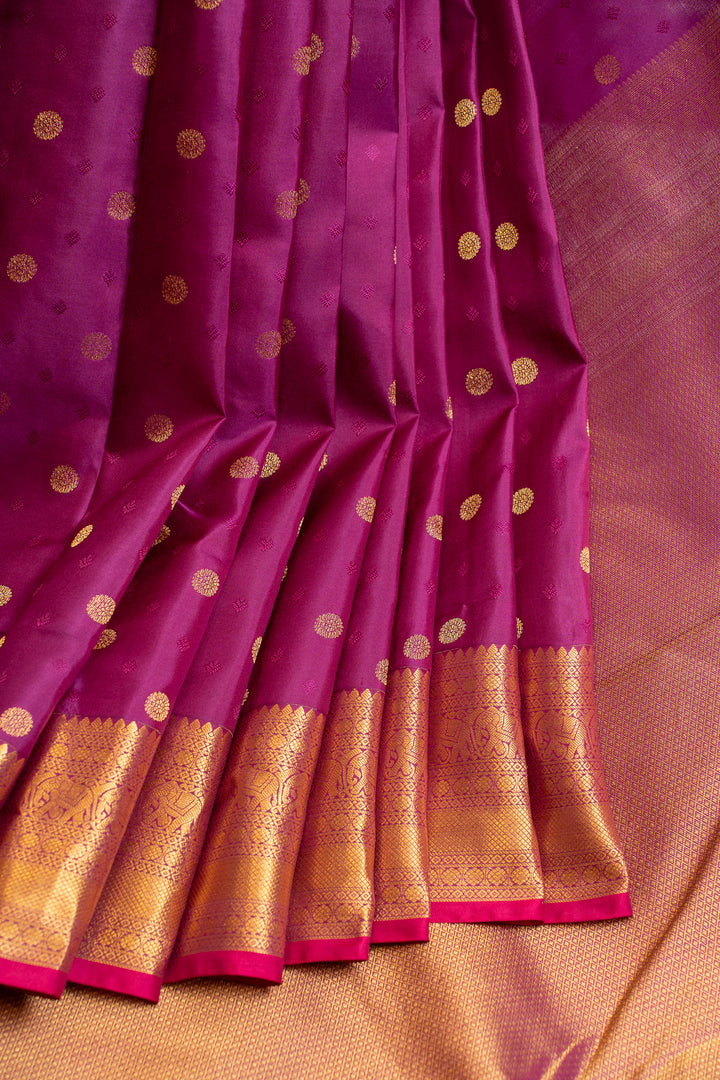 Magenta traditional pure Kanchipuram silk saree