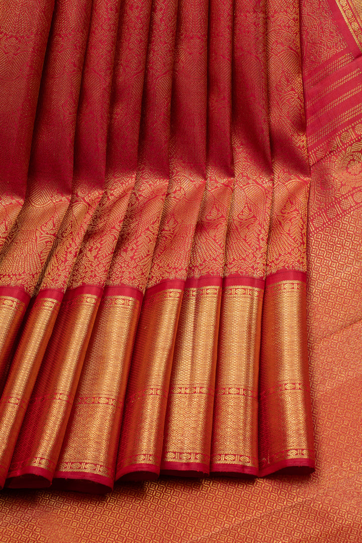 Lakshmi red brocade pure kanchipuram silk saree