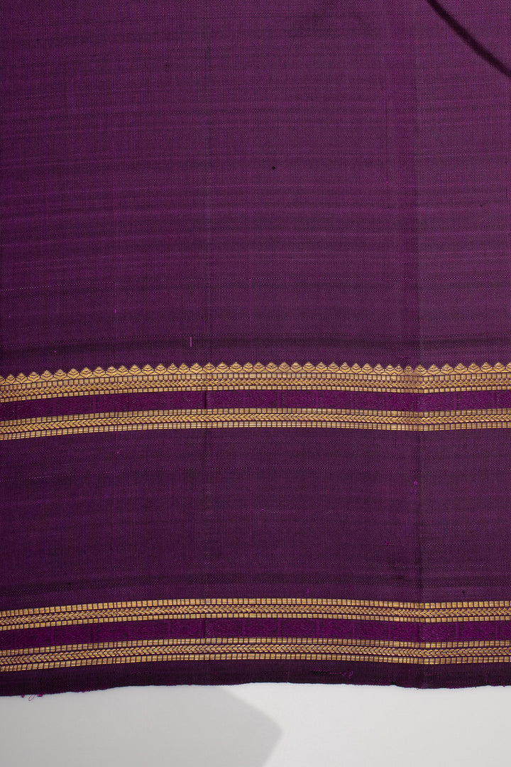 Lilac and Purple Rettai Pettu Vintage Pure Kanchipuram Silk Saree