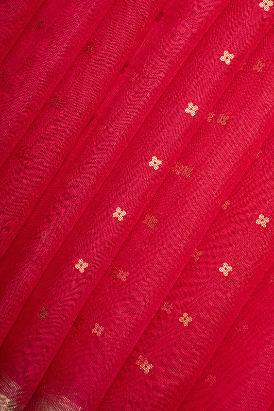 Rani Pink Sequins Pure Handloom Organza Muslin Silk Jamdani Pallu Tussar Saree