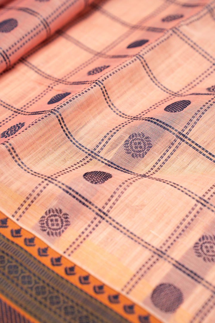 Baby Pink Pure Cotton Saree - Clio Silks