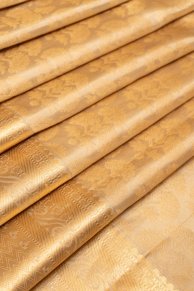 Gold Brocade Pure Kanchipuram Silk Saree - Clio Silks