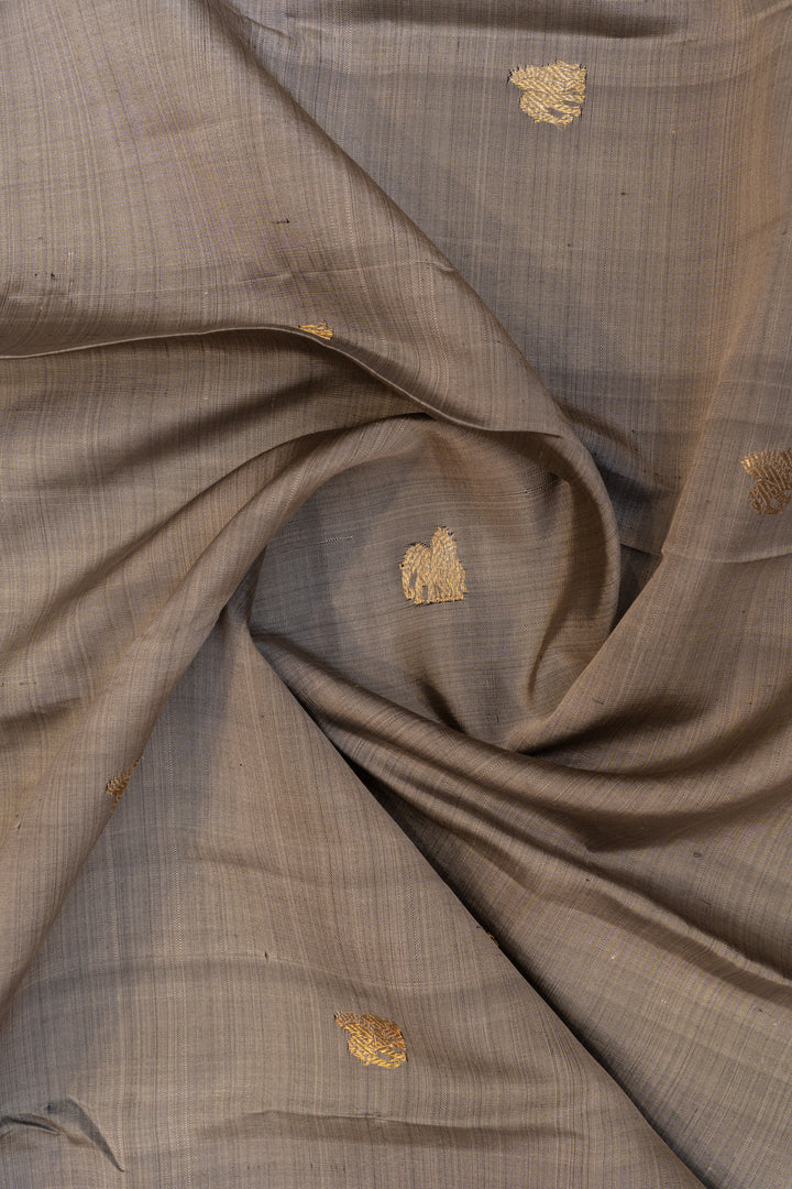 Grey and purple traditional pure Kanchipuram silk saree