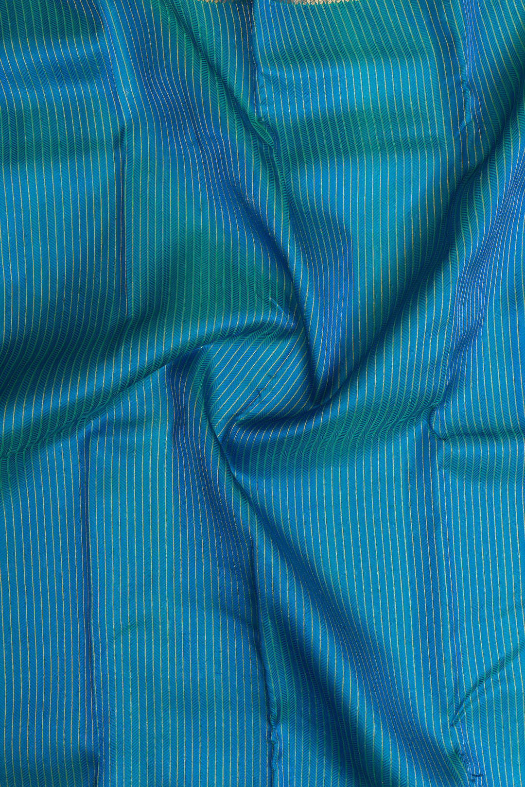 Peacock  blue stripes pure Kanchipuram silk saree