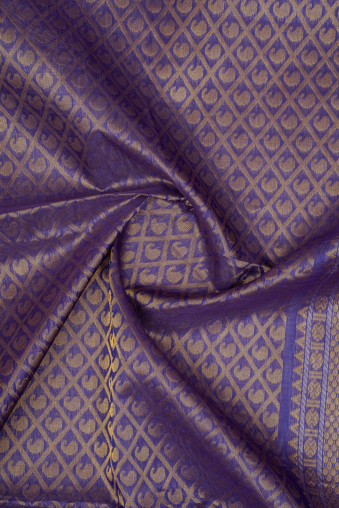 Yellow and Purple Thread Checks Pure Silk Cotton Saree