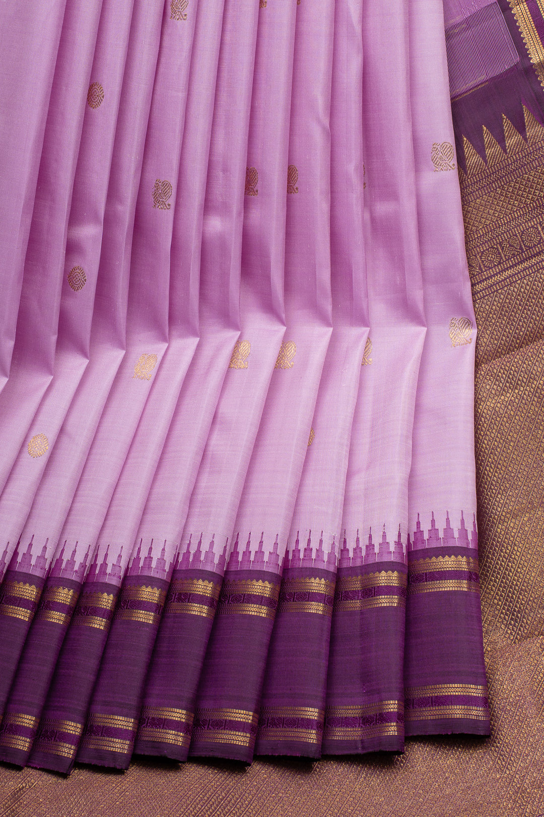 Lilac and Purple Rettai Pettu Vintage Pure Kanchipuram Silk Saree