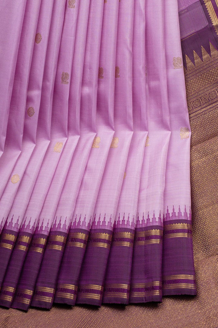 Lilac and Purple Rettai Pettu Vintage Pure Kanchipuram Silk Saree