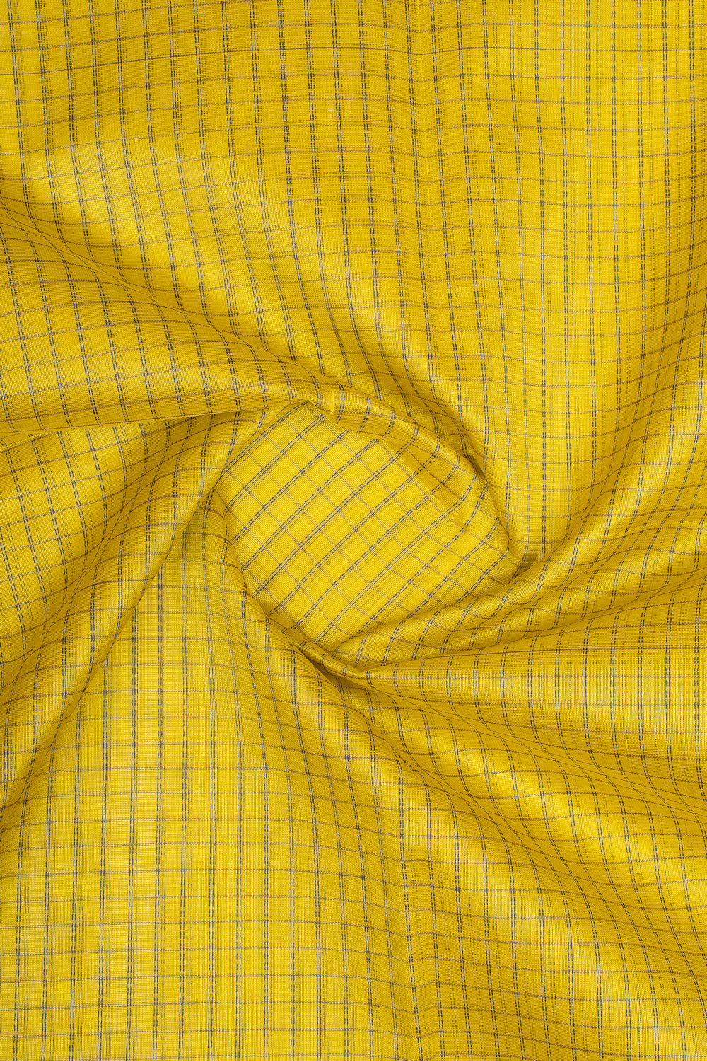 Yellow and Purple Thread Checks Pure Silk Cotton Saree