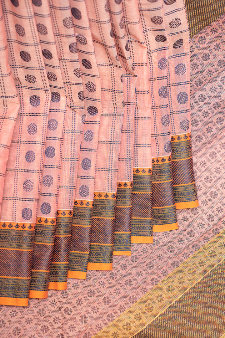 Baby Pink Pure Cotton Saree - Clio Silks