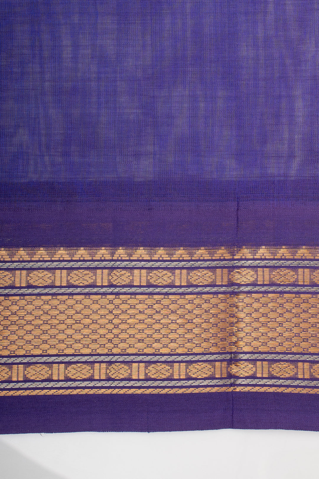 Yellow and Purple Thread Checks Pure Silk Cotton Saree