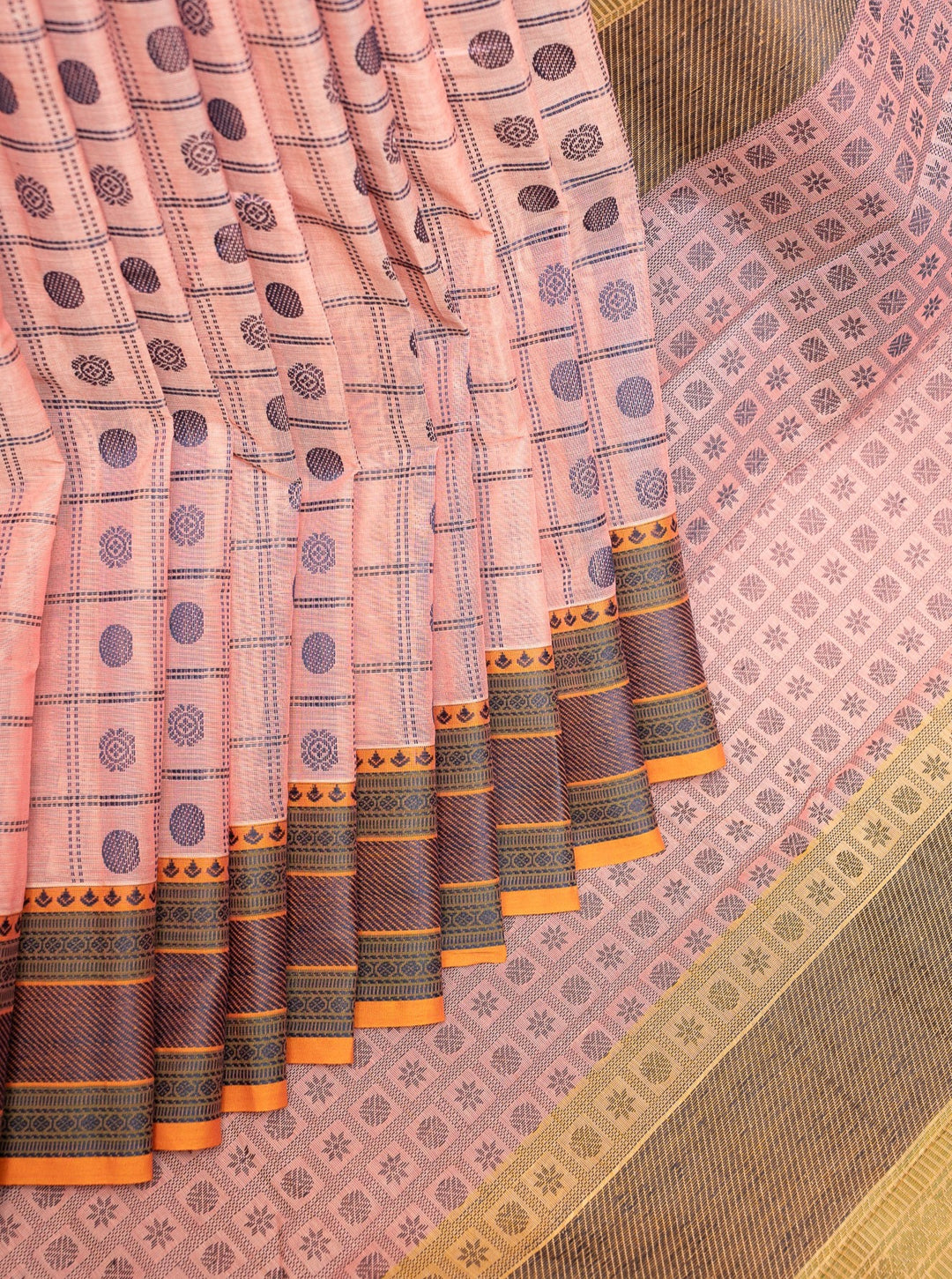 Baby Pink Pure Cotton Saree - Clio Silks