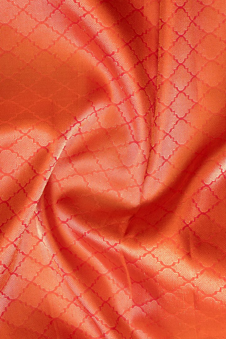 Peach Brocade Pure Kanchipuram Silk Saree - Clio Silks