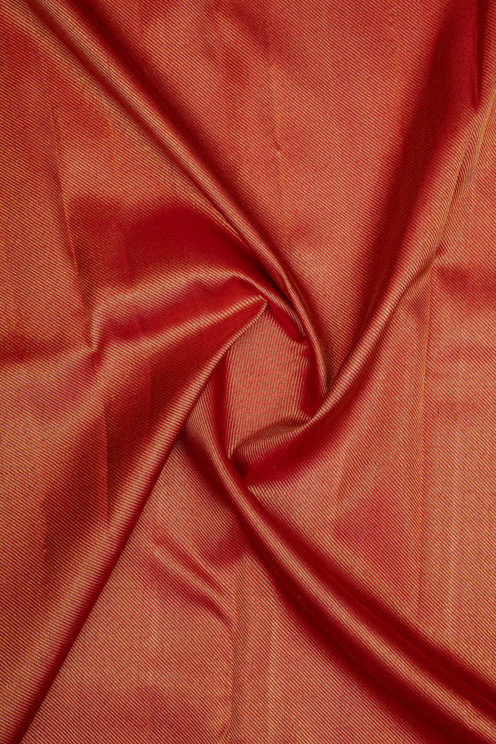 Golden orange and red brocade pure kanchipuram silk saree