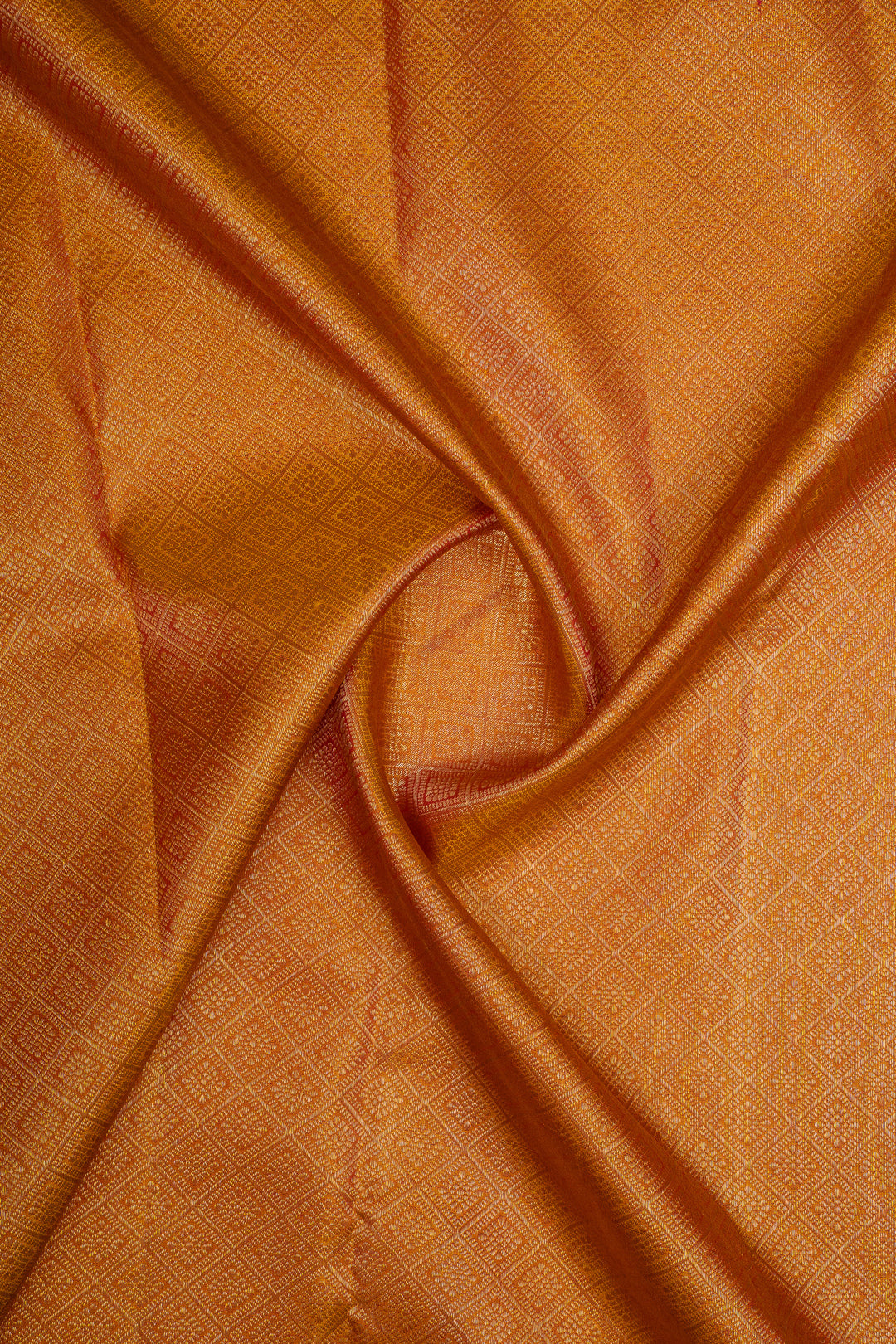 Golden orange and red brocade pure kanchipuram silk saree