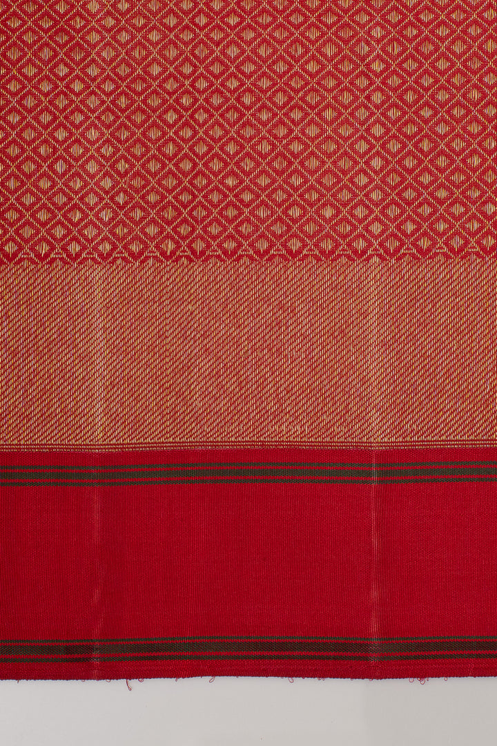 Golden orange and red brocade pure kanchipuram silk saree