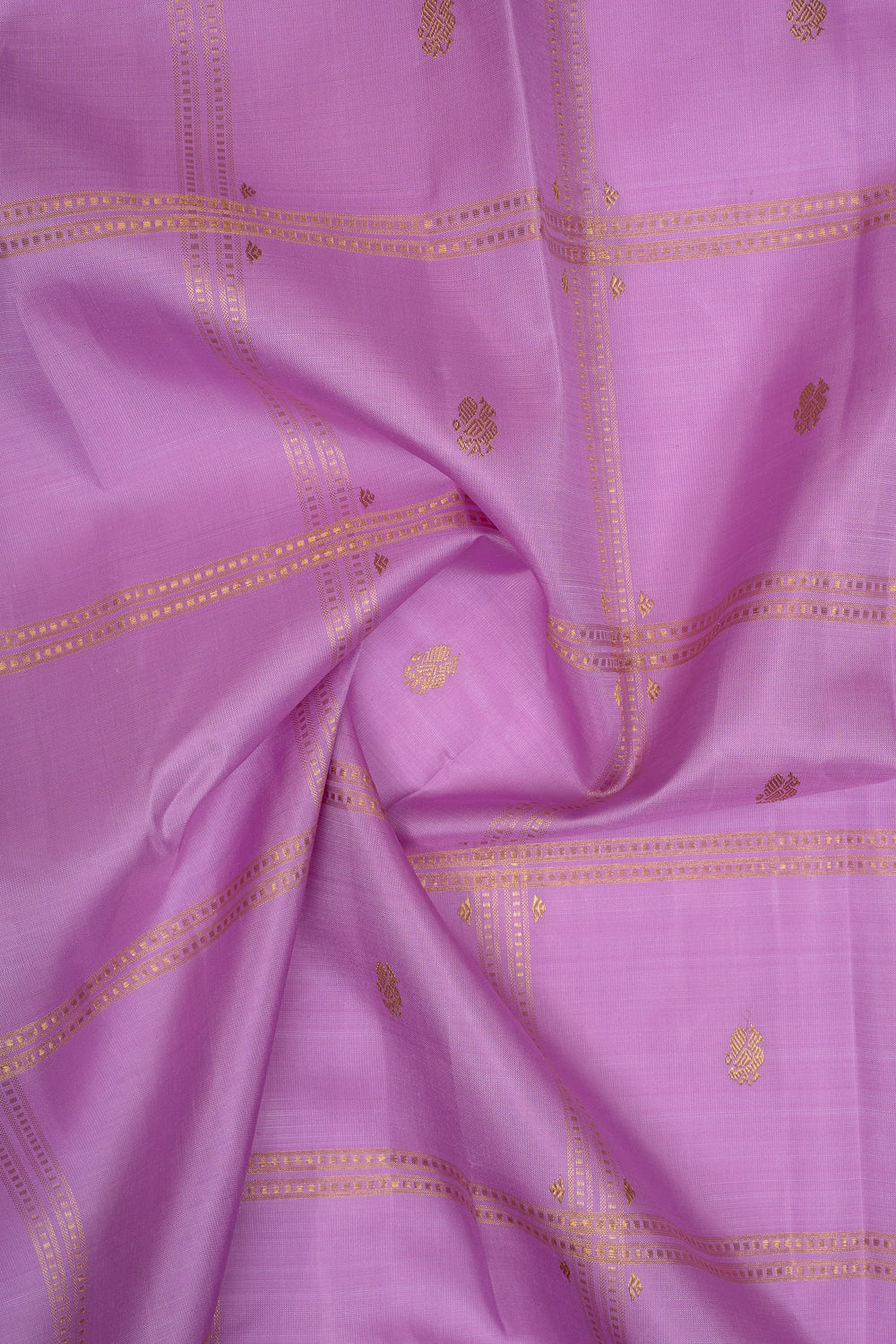 Lilac and purple vintage checks  pure kanchipuram silk saree