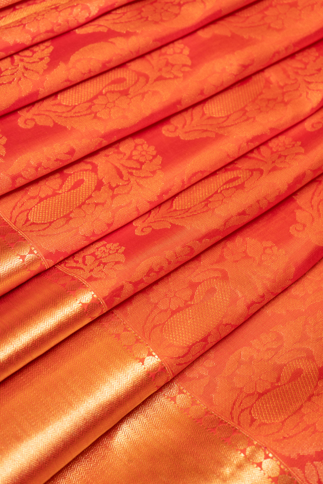 Peach Brocade Pure Kanchipuram Silk Saree - Clio Silks