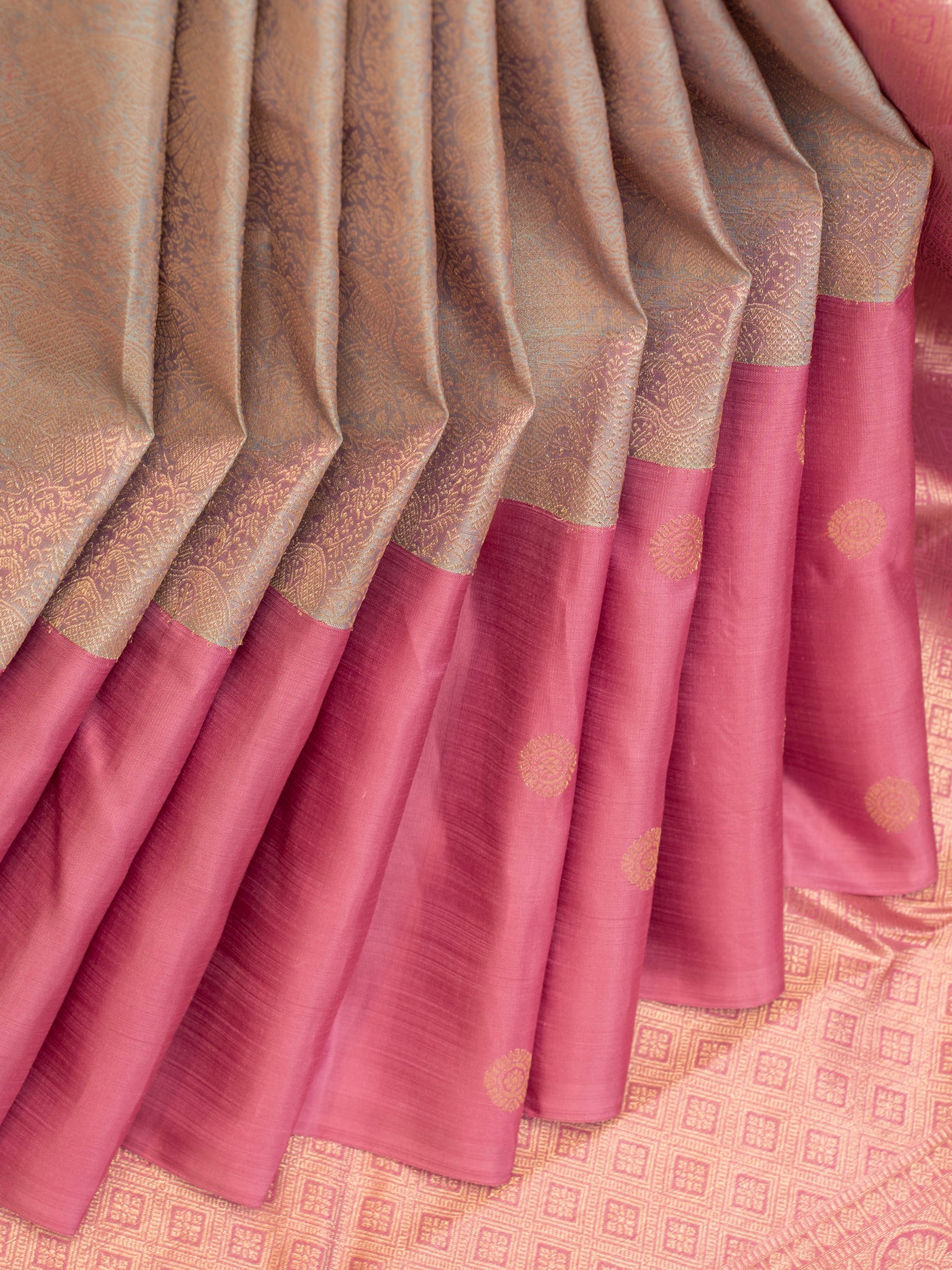 Lavender brocade pastel pure Kanchipuram silk saree