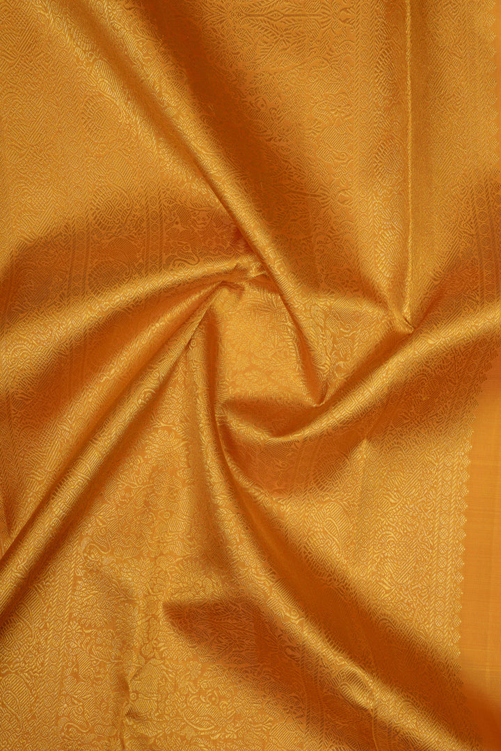 Red and yellow brocade Beetu butta pure kanchipuram silk saree