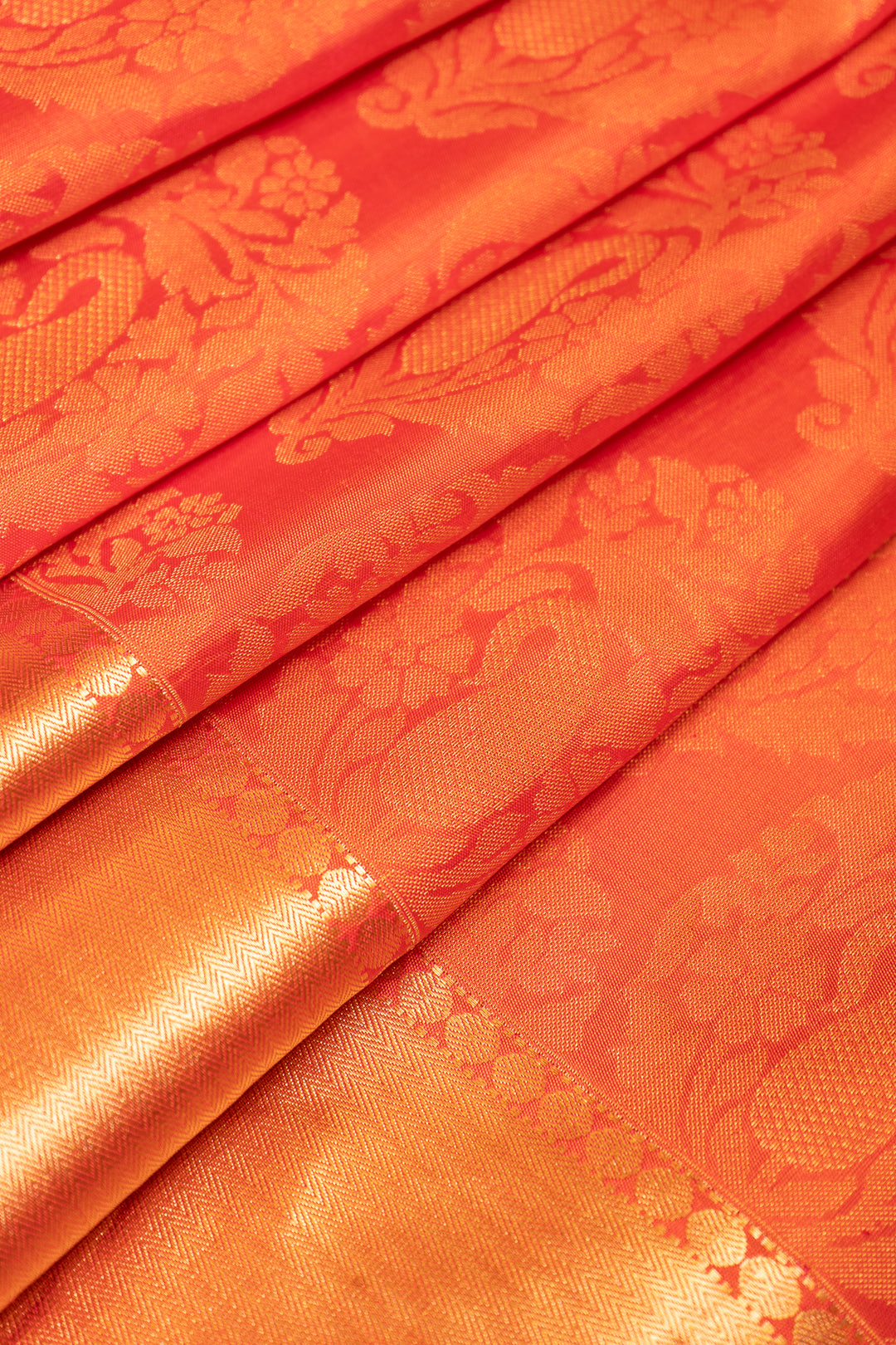 Peach Brocade Pure Kanchipuram Silk Saree - Clio Silks