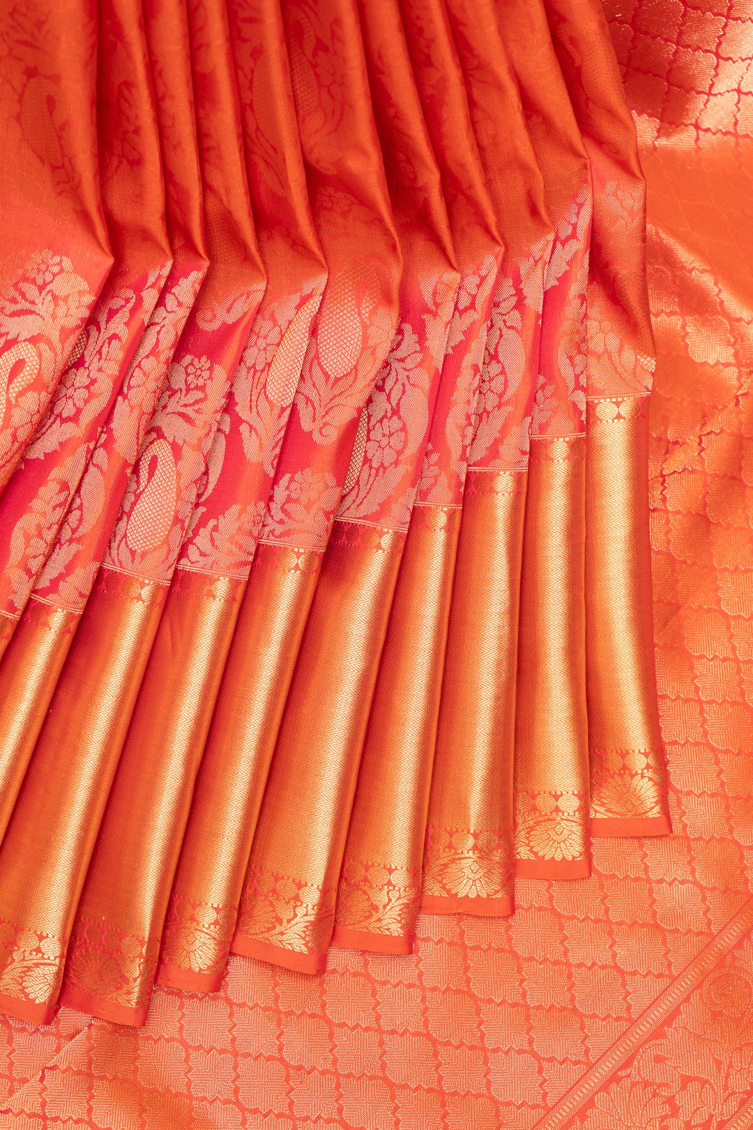 Peach Brocade Pure Kanchipuram Silk Saree - Clio Silks