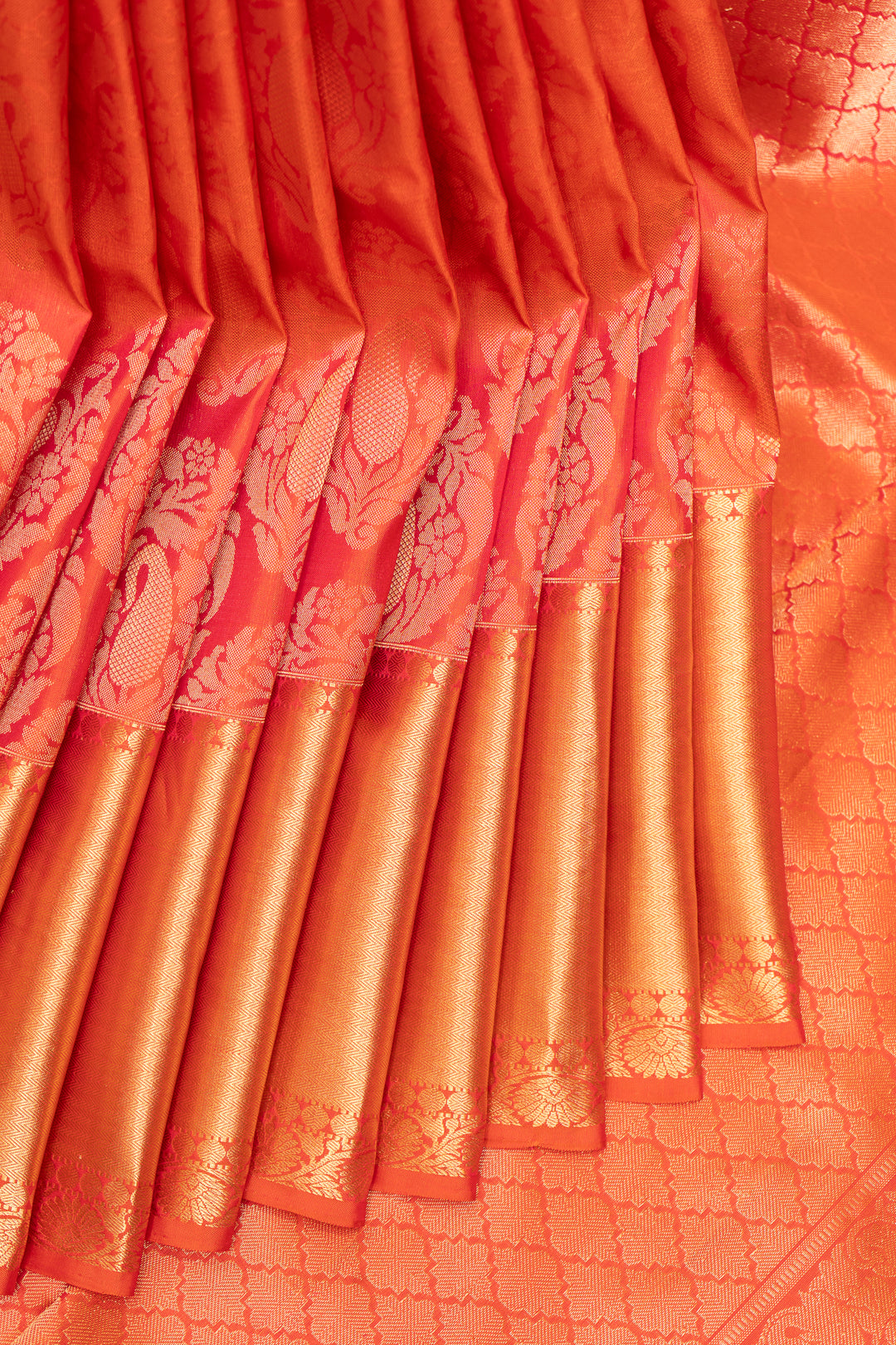 Peach Brocade Pure Kanchipuram Silk Saree - Clio Silks
