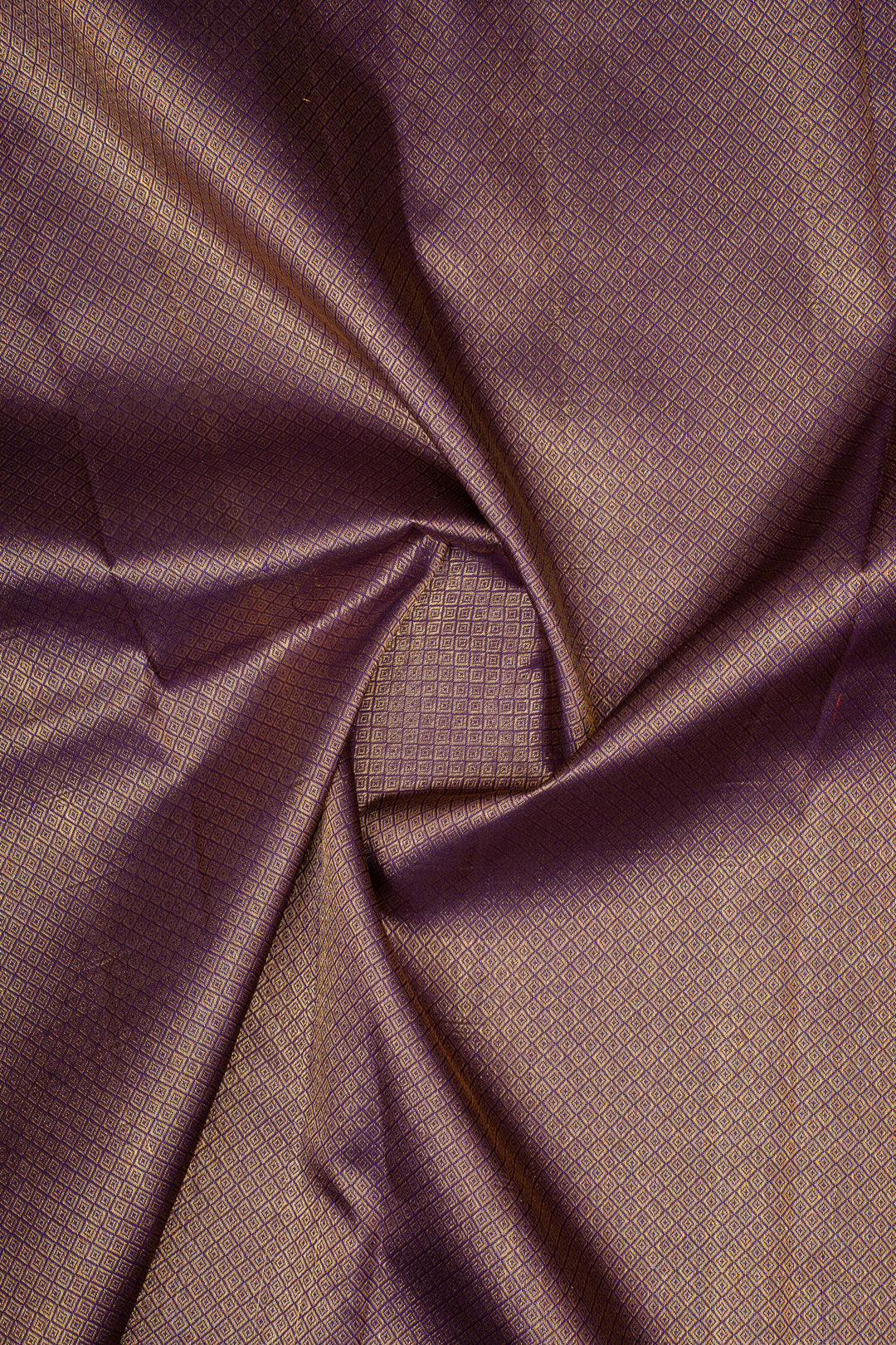 Light Cream and Purple Zari Checks Pure Kanchipuram Silk Saree